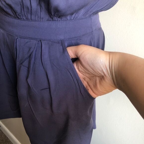 UO Pins & Needles navy blue cap sleeve romper - Picture 3 of 6